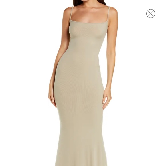 Skims Soft Lounge Long Slip Dress Taupe 